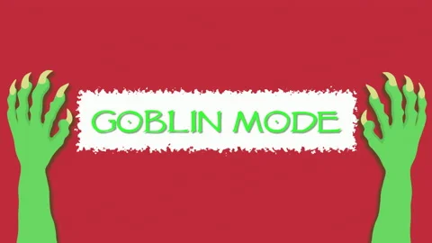 Goblin hands with long claws on a red background, Goblin mode inscription Stock Footage 237687583