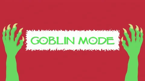 Goblin hands with long claws on a red background, Goblin mode inscription Stock Footage 237959721