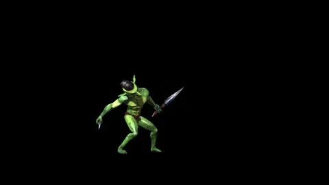Goblin hit side animation 3D rendering on black background Stock Footage 281397656