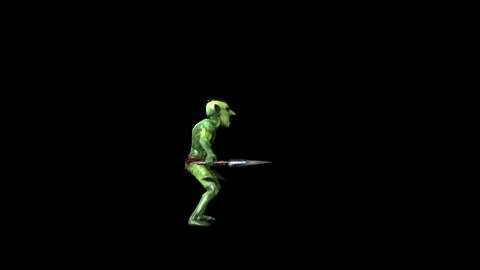 Goblin  idle animation 3D rendering on black background Stock Footage 281397510