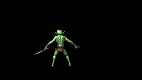 Goblin  idle animation 3D rendering on black background Stock Footage 281397517