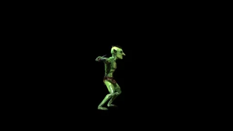 Goblin  idle attack animation 3D rendering on black background Stock Footage 281397535