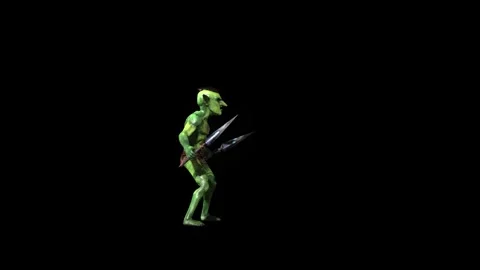 Goblin  stand animation 3D rendering on black background Stock Footage 281397419