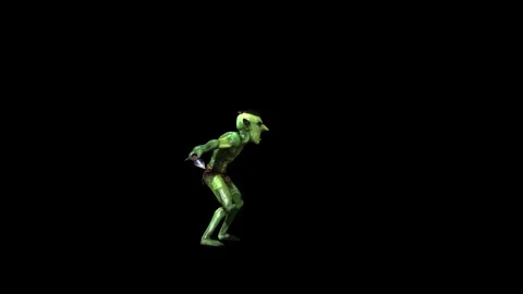 Goblin taunt animation 3D rendering on black background Video stock 281397173