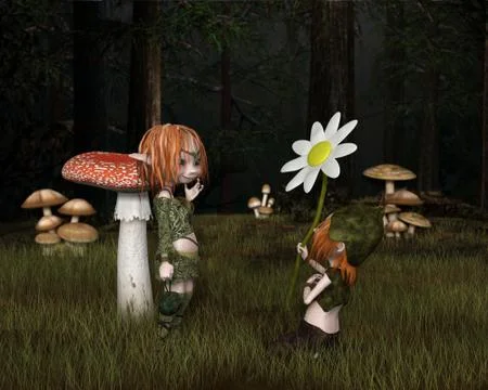 Goblin Valentine's Day in the Forest Stock Illustration