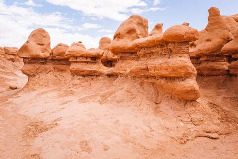 Goblin Valley State Park and Temple Mountain of Utah Stock Photos
