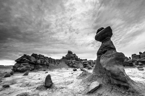 Goblin valley state park black and white Stock Photos
