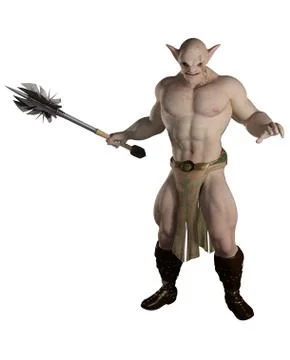 Goblin Warrior with Mace Stock Illustration