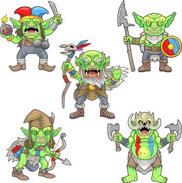 Goblins and orcs vector images set Stock Illustration