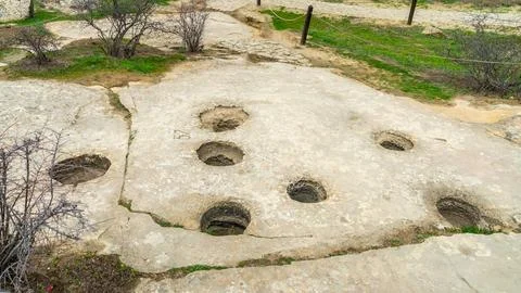 Gobustan holes Stock Photos