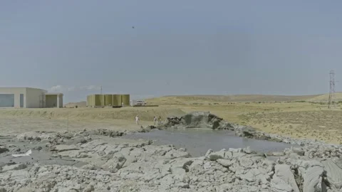 Gobustan Mud Volcano Activity in 4K – Close Up on Sunny Day Видео 321706571