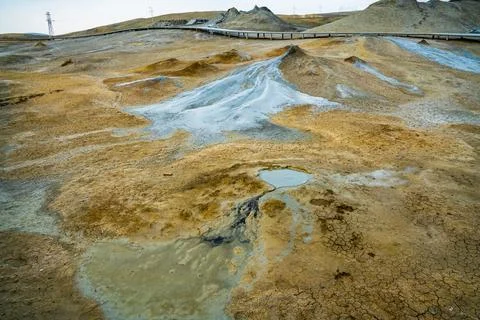 Gobustan volcano terrain Stock Photos