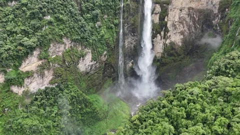 Gocta Waterfall, Rainbow Shot, 4k UHD Aerial Stock-Footage 335785443