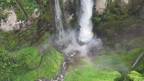 Gocta Waterfall, Rainbow Shot, 4k UHD Aerial Stock-Footage 335785464
