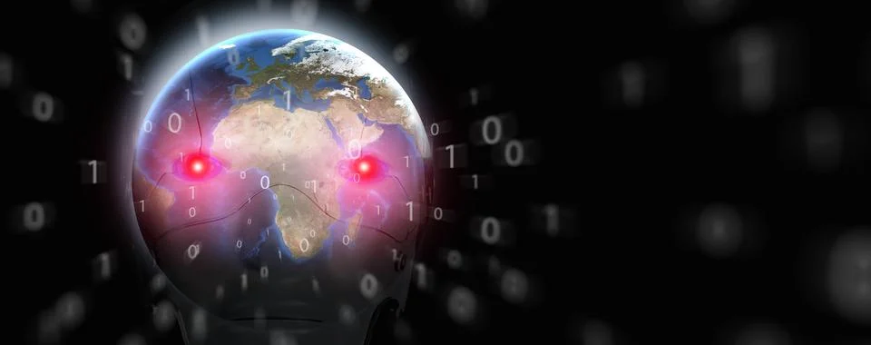 God-like AI, superintelligent artificial intelligence that develops autonom.. 库存插图