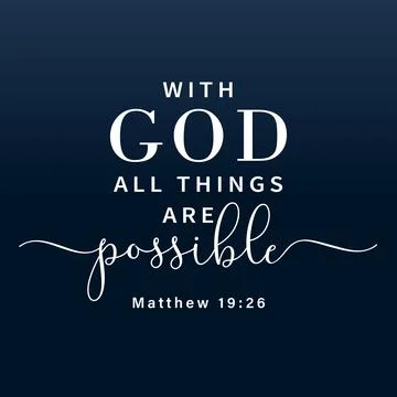 With God all things are possible, christian print design Illustrazione stock
