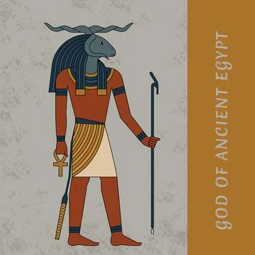 God of Ancient Egypt Khnum. Egyptian ancient symbol, isolated figure of ancient Stock Illustration
