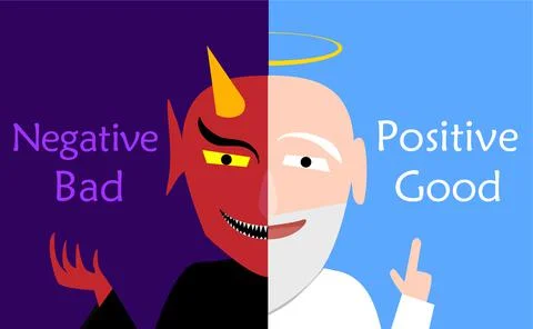 God and Evil in same person, Surreal faces vector Stock Illustration