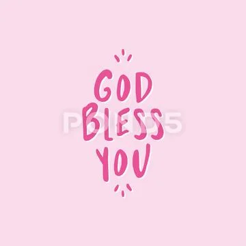 God bless you - lettering message. Hand drawn phrase. Handwritten ...