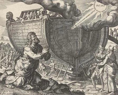 God commands Noah to build the ark According to the biblical book of Genesis Illustrazione stock