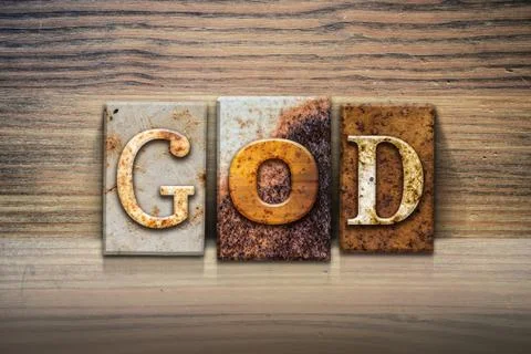 God Concept Letterpress Theme Stock Illustration