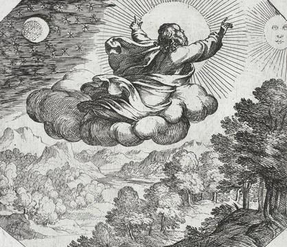 God Creating the Sun, the Moon, and the Stars. Antonio Tempesta (Italy, Flo.. Stock Illustration