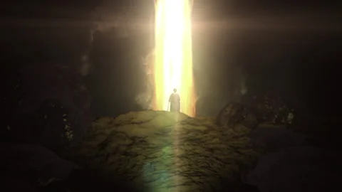 God in the Form of Pillar of Fire and Moses Stock Footage 133707399