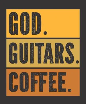 God Guitars Coffee Stock Illustration