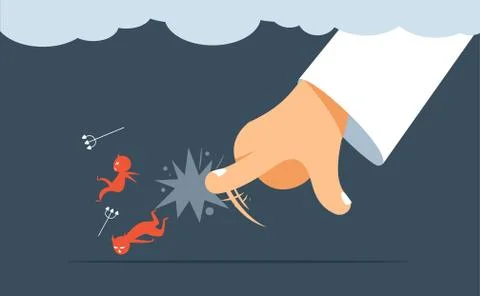God Hand : god punish the devil with HIS finger Stock Illustration