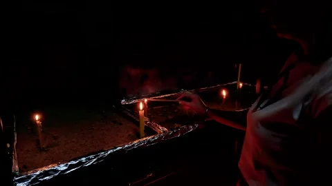 God House Lighting Candles During Prayer Church Ambient Stock Footage 339954688