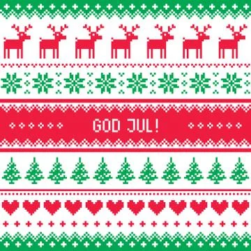 God Jul pattern - Merry Christmas in Swedish, Danish or Norwegian Stock Illustration