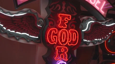 For god neon sign Stock Footage 100475473