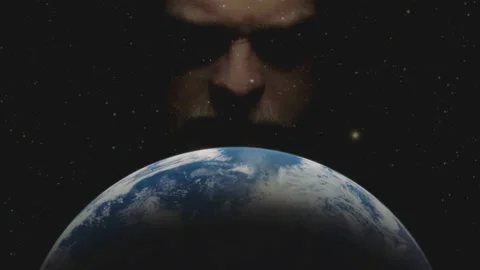 God or alien being observing earth. 動画素材 164906599