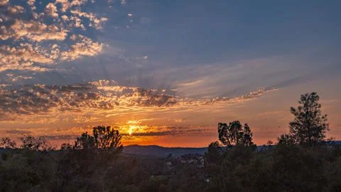 God Rays Illuminate the Sky above California Sunset Stock Footage 279588906