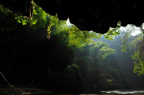God rays shine Stock Photos