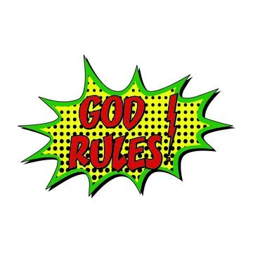 God Rules comic burst vector sign Stock Illustration