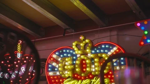 God save the queen neon sign Video stock 100475936