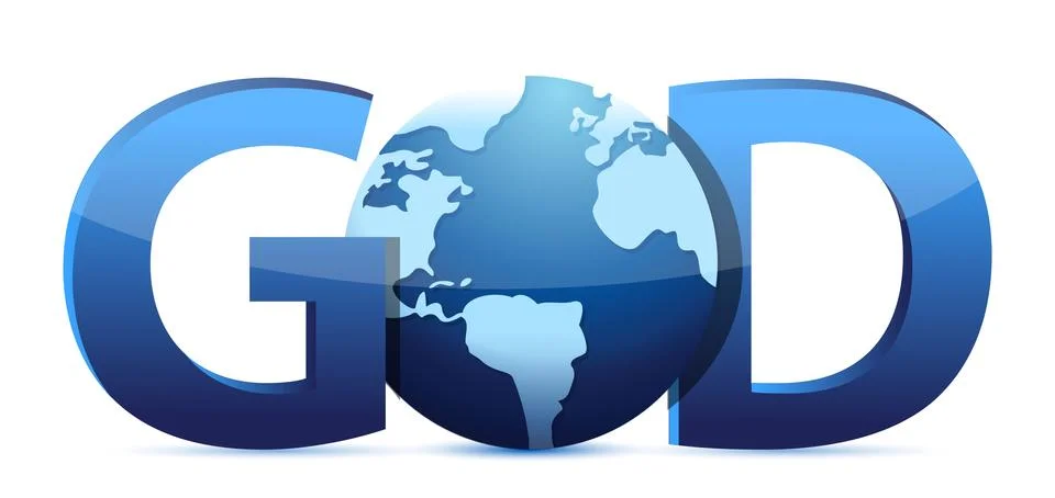 God text and globe Stock Illustration