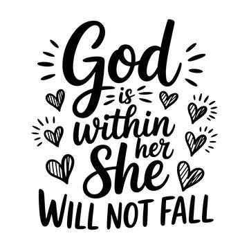 God is within her she will not fall calligraphy christian Stock-Illustration