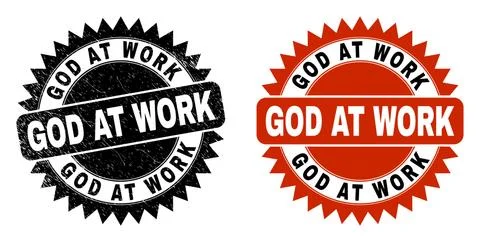 GOD AT WORK Black Rosette Watermark with Grunge Style Stock Illustration