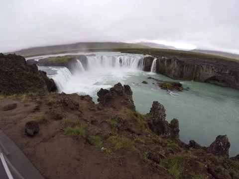 Godafoss Waterfall 3, Iceland Stock Footage 135673489