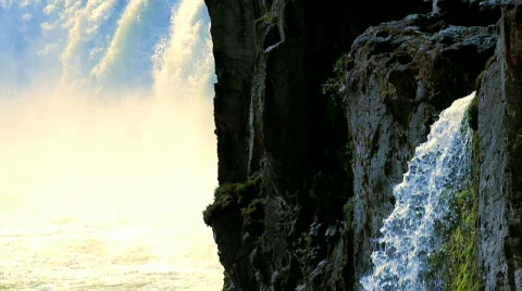 Godafoss Waterfall  Stock Footage 484240