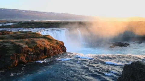 Godafoss Waterfall Stock Footage 121125289