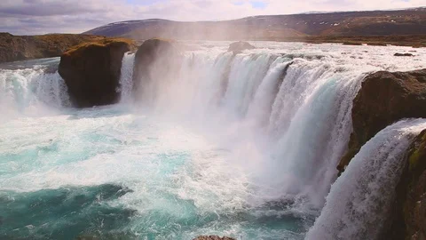 Godafoss Waterfall Stock Footage 121125313