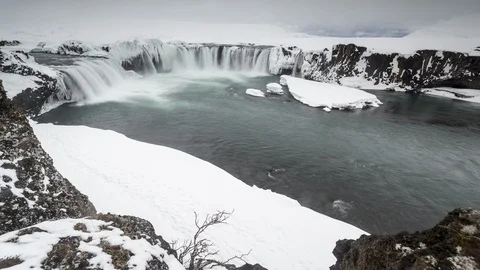 Godafoss waterfall, Iceland Stock Footage 86297002