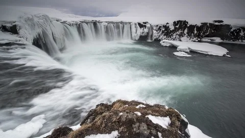 Godafoss waterfall, Iceland Stock Footage 86299726
