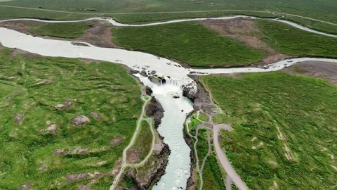 Godafoss Waterfall, Iceland Stock Footage 281422696