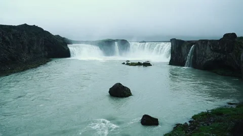 Godafoss Waterfall in North Iceland Stock Footage 44209587