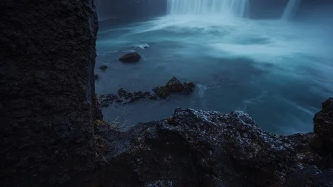 Godafoss Waterfall Time-lapse Stockbeeldmateriaal 113494344
