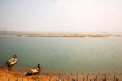 Godavari with bots Stock Photos